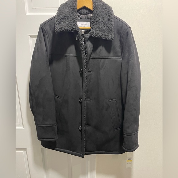 Calvin Klein New Men's black faux shearling jacket